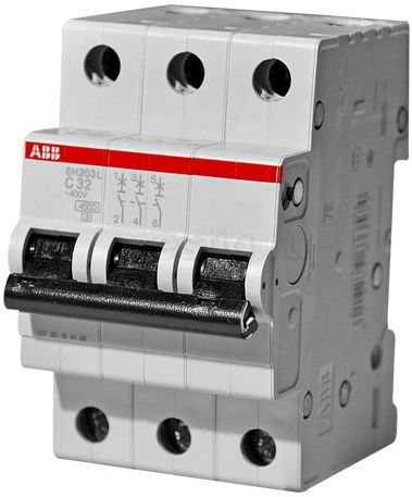 Автоматический выключатель ABB SH203L 3P 6А (С) 4,5kA (2CDS243001R0064)