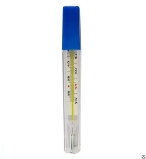Термометр медицинский максимальный стеклянный ртутный с защитный покрытием резервуара