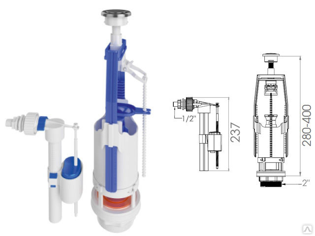 Арматура для смывного бачка универсальная с клапаном боковой подачи, AV ...