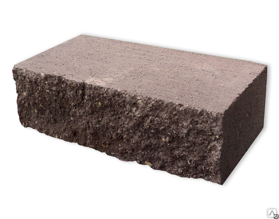 Кирпич бетонный рядовой "Рваный камень" (390х90х90) серый