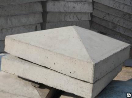 Оголовник бетонный на столб забора 380х380х80 мм серый
