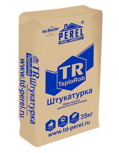 Облегченная цементно-известковая штукатурка Perel TeploRob TR 0517 35 кг
