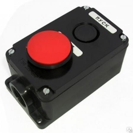 Пост кнопочный ПКЕ 222/2 кнопки гриб красная/черная без фиксации IP54
