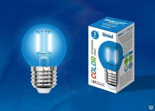 Лампа LED-G45-5W/BLUE/E27 GLA02BL Лампа светодиодная. Форма "шар". Серия Ai 