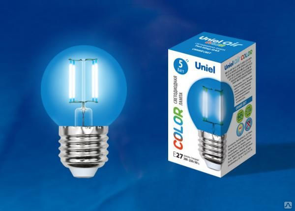 Лампа LED-G45-5W/BLUE/E27 GLA02BL Лампа светодиодная. Форма "шар". Серия Ai