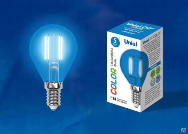 Лампа светодиодная LED-G45-5W/BLUE/E14 GLA02BL Форма "шар"
