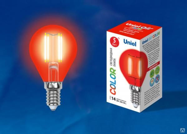 Лампа светодиодная LED-G45-5W/RED/E14 GLA02RD Форма "шар"