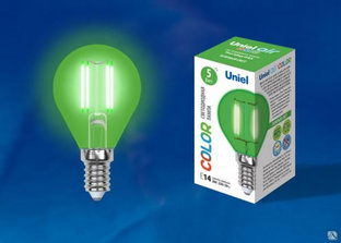 Лампа LED-G45-5W/GREEN/E14 GLA02GR Лампа светодиодная. Форма "шар". Серия A 