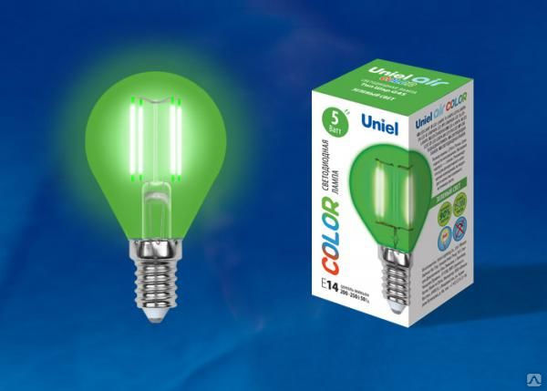 Лампа светодиодная LED-G45-5W/GREEN/E14 GLA02GR Форма "шар"