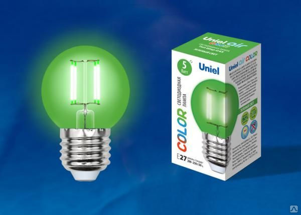 Лампа светодиодная LED-G45-5W/GREEN/E27 GLA02GR Форма "шар"