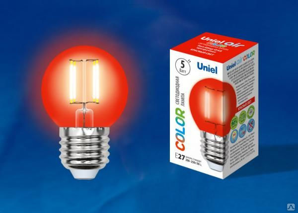 Лампа светодиодная LED-G45-5W/RED/E27 GLA02RD Форма "шар"