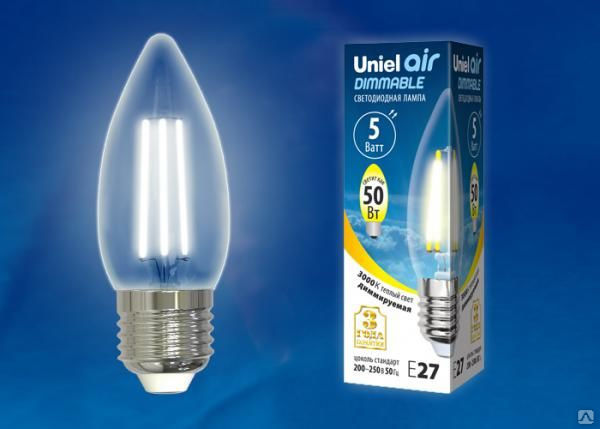 Лампа LED-C35-5W/WW/E27/CL/DIM GLA01TR Лампа светодиодная диммируемая. Форм