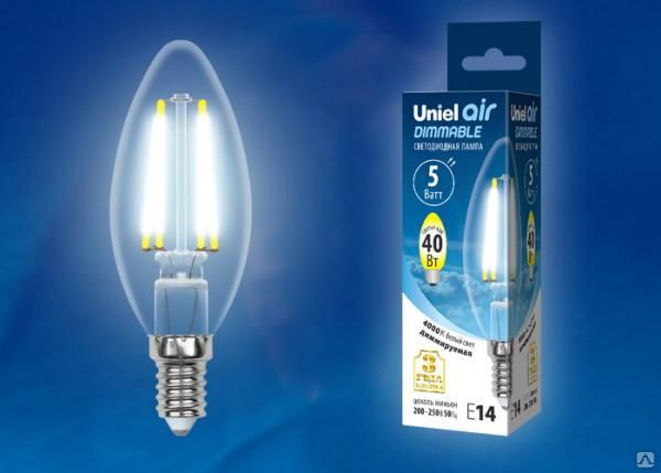 Лампа LED-C35-5W/NW/E14/CL/DIM GLA01TR Лампа светодиодная диммируемая. Форм