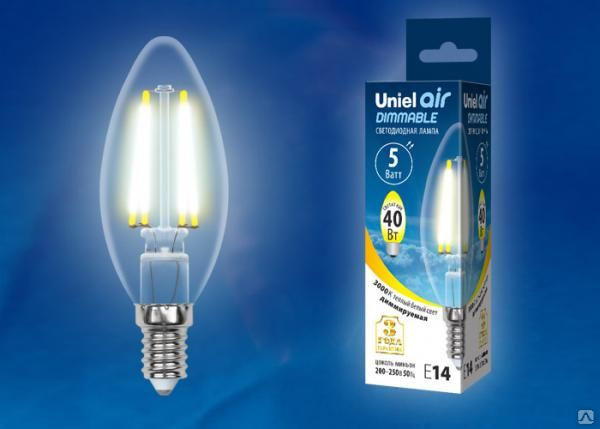 Лампа LED-C35-5W/WW/E14/CL/DIM GLA01TR Лампа светодиодная диммируемая. Форм