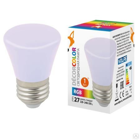 Лампа светодиодная LED-D45-1W/RGB/E27/FR/С BELL декоративная