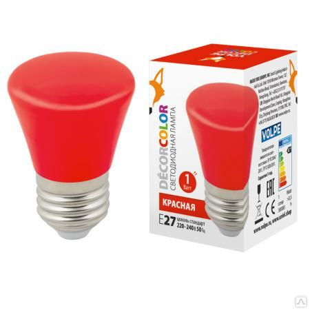 Лампа светодиодная LED-D45-1W/RED/E27/FR/С BELL декоративная