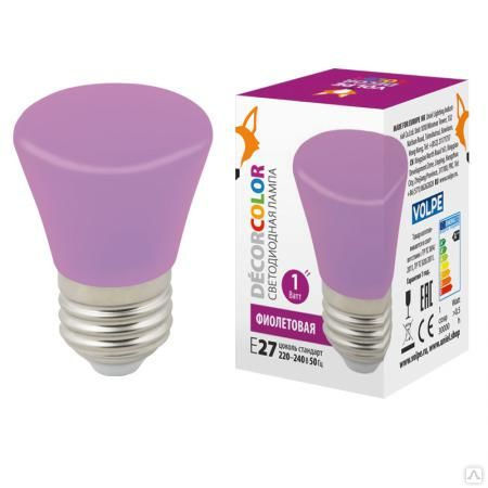 Лампа светодиодная LED-D45-1W/PURPLE/E27/FR/С BELL декоративная