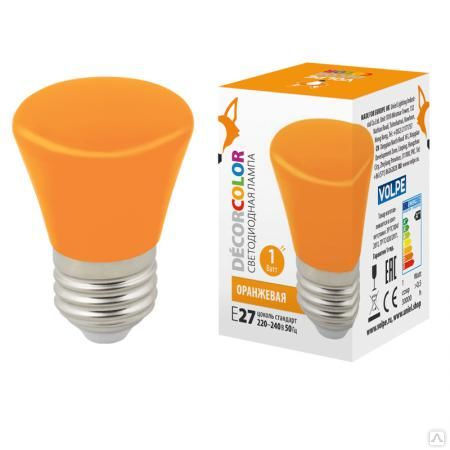 Лампа светодиодная LED-D45-1W/ORANGE/E27/FR/С BELL декоративная