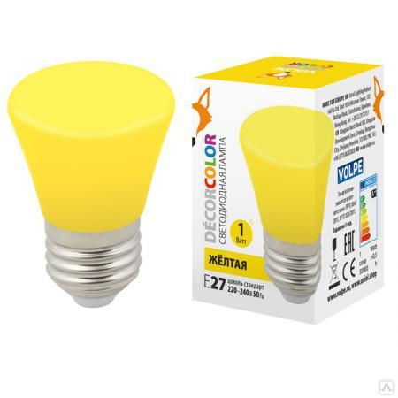 Лампа светодиодная LED-D45-1W/YELLOW/E27/FR/С BELL декоративная
