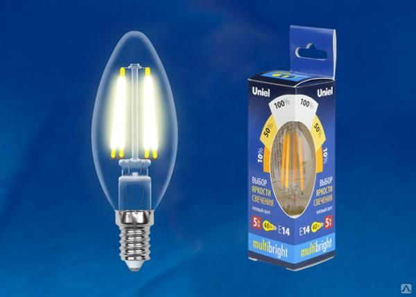 Лампа LED-C35-5W/WW/E14/CL/MB GLM10TR Лампа светодиодная. Форма «свеча», пр