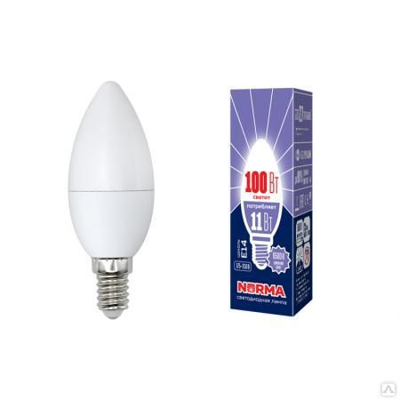 Лампа LED-C37-11W/DW/E14/FR/NR Лампа светодиодная. Форма "свеча", матовая.