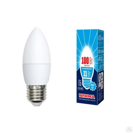 Лампа LED-C37-11W/NW/E27/FR/NR Лампа светодиодная. Форма "свеча", матовая.