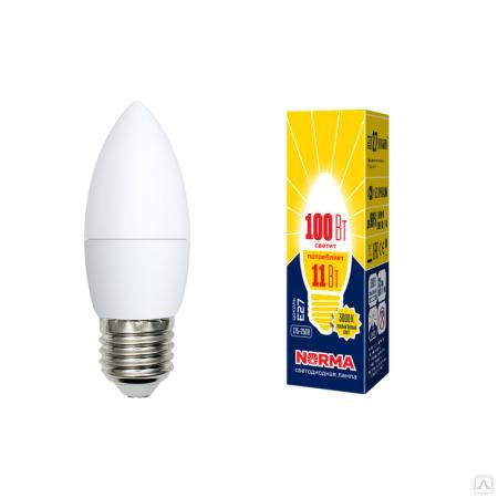Лампа светодиодная LED-C37-11W/WW/E27/FR/NR Форма "свеча"", матовая
