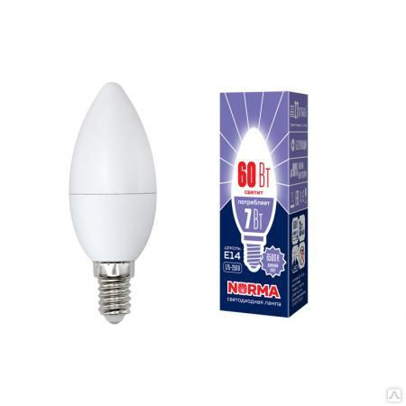 Лампа светодиодная LED-C37-7W/DW/E14/FR/NR Форма "свеча"", матовая