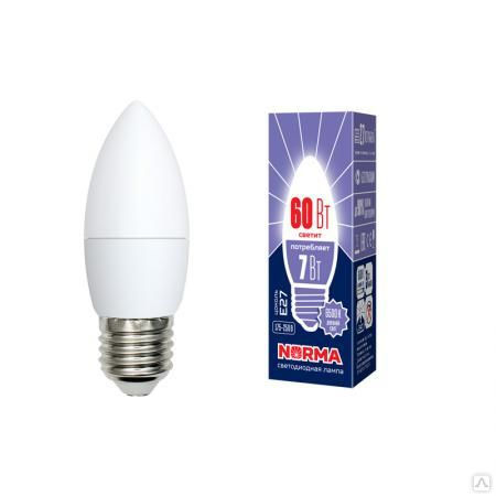Лампа светодиодная LED-C37-7W/DW/E27/FR/NR Форма "свеча"", матовая