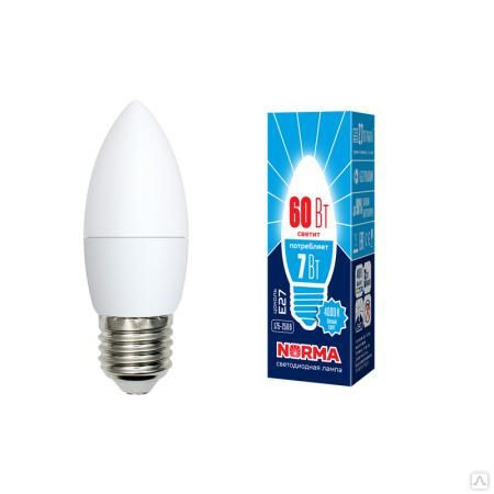 Лампа светодиодная LED-C37-7W/NW/E27/FR/NR Форма "свеча"", матовая