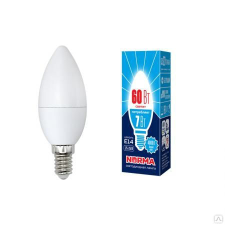 Лампа светодиодная LED-C37-7W/NW/E14/FR/NR Форма "свеча"", матовая