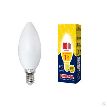 Лампа светодиодная LED-C37-7W/WW/E14/FR/NR Форма "свеча"", матовая