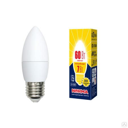 Лампа светодиодная LED-C37-7W/WW/E27/FR/NR Форма "свеча"", матовая