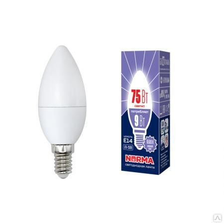 Лампа светодиодная LED-C37-9W/DW/E14/FR/NR Форма "свеча"", матовая