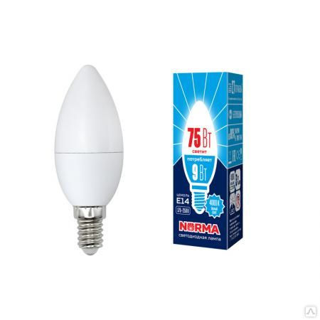 Лампа светодиодная LED-C37-9W/NW/E14/FR/NR Форма "свеча"", матовая