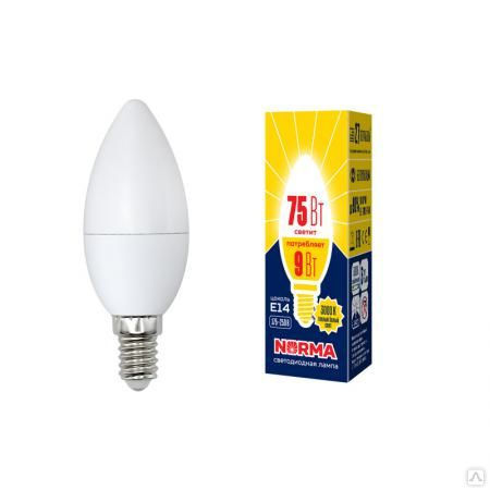Лампа светодиодная LED-C37-9W/WW/E14/FR/NR Форма "свеча"", матовая