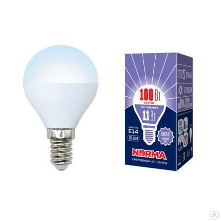 Лампа светодиодная LED-G45-11W/DW/E14/FR/NR Форма "шар"", матовая