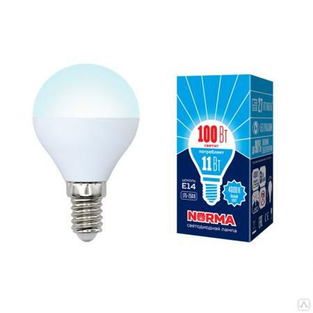 Лампа светодиодная LED-G45-11W/NW/E14/FR/NR Форма "шар"", матовая