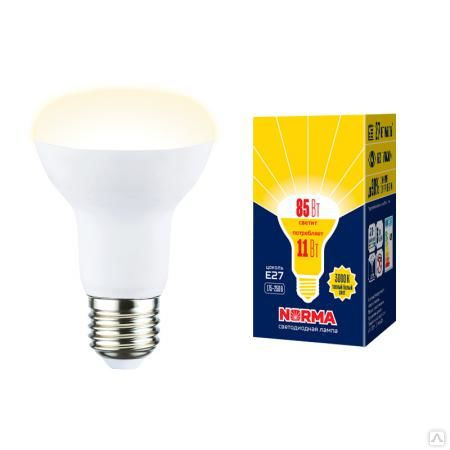 Лампа светодиодная LED-R63-11W/3000K/E27/FR/NR Форма "Рефлектор"