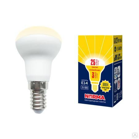 Лампа светодиодная LED-R39-3W/3000K/E14/FR/NR Форма "Рефлектор"