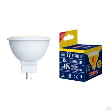 Лампа LED-JCDR-10W/WW/GU5.3/NR Лампа светодиодная. Форма "JCDR", матовая. С