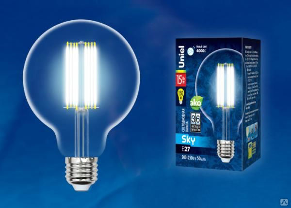 Лампа LED-G95-15W/4000K/E27/CL PLS02WH Лампа светодиодная. Форма "шар", про