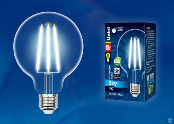 Лампа LED-G95-10W/4000K/E27/CL PLS02WH Лампа светодиодная. Форма "шар", про