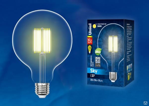 Лампа-глоба LED-G125-15W/3000K/E27/CL PLS02WH Лампа светодиодная. Форма "ша