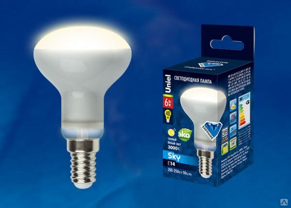 Лампа светодиодная LED-R50-6W/WW/E14/FR PLS02WH Форма «Рефлектор»