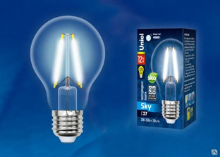 Лампа LED-A60-12W/4000K/E27/CL PLS02WH Лампа светодиодная. Форма "A", прозр 