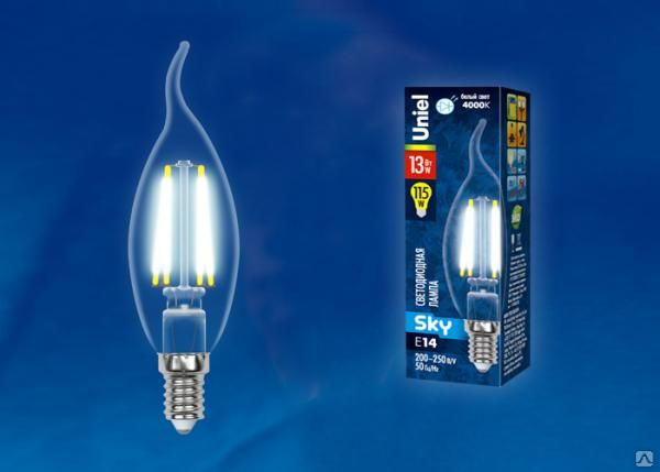 Лампа светодиодная LED-CW35-13W/4000K/E14/CL PLS02WH Форма "свеча"