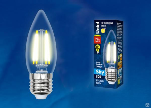 Лампа LED-C35-13W/3000K/E27/CL PLS02WH Лампа светодиодная. Форма "свеча", п