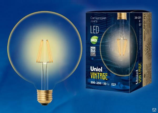 Лампа-глоба LED-G125-8W/GOLDEN/E27 GLV21GO Лампа светодиодная Vintage. Форм