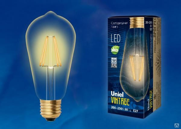 Лампа светодиодная Vintage. Форма «конус» LED-ST64-5W/GOLDEN/E27 GLV22GO